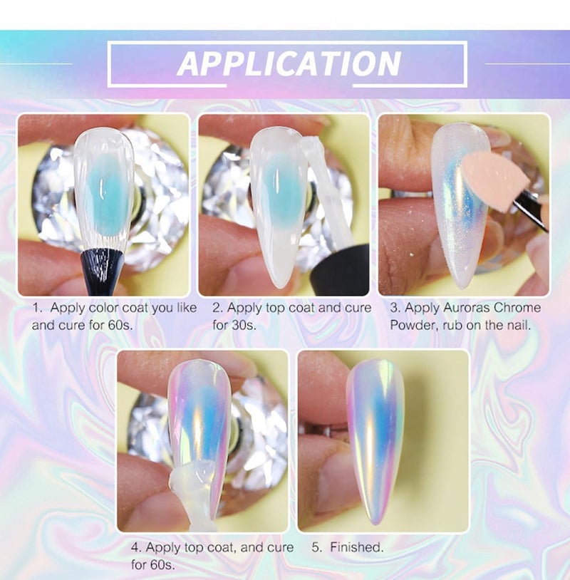 Bellecrey 1Box Holographic Nail Powder Mermaid Nail Glitter Powder Pearl Shell Shimmer Powder Glimmer Dust Pretty Shimmer Laser Glitters Nail Art Decorations Champaign Gold Holographic Nail Flakes Rainbow - Image 3